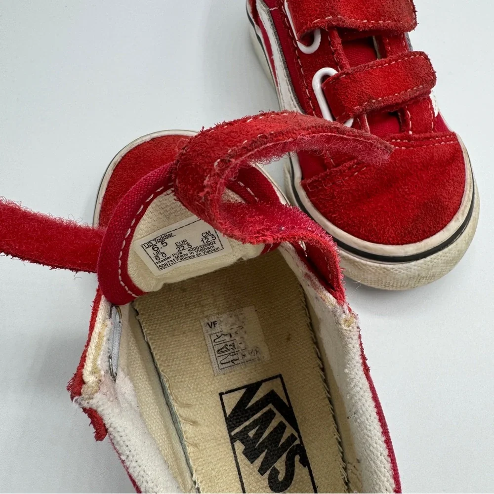 Vans Red Velcro Sneakers Size 6.5